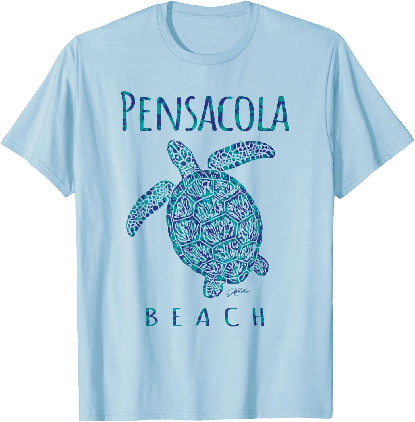 JCombs: Pensacola Beach, FL, Sea Turtle, Beach T-Shirt - T-Shirt | Light Blue