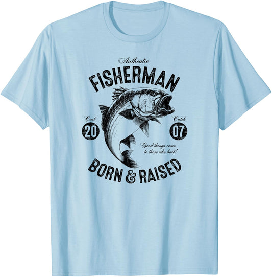 18 Year Old Fisherman: Fishing 2007 18th Birthday T-Shirt - T-Shirt | Light Blue