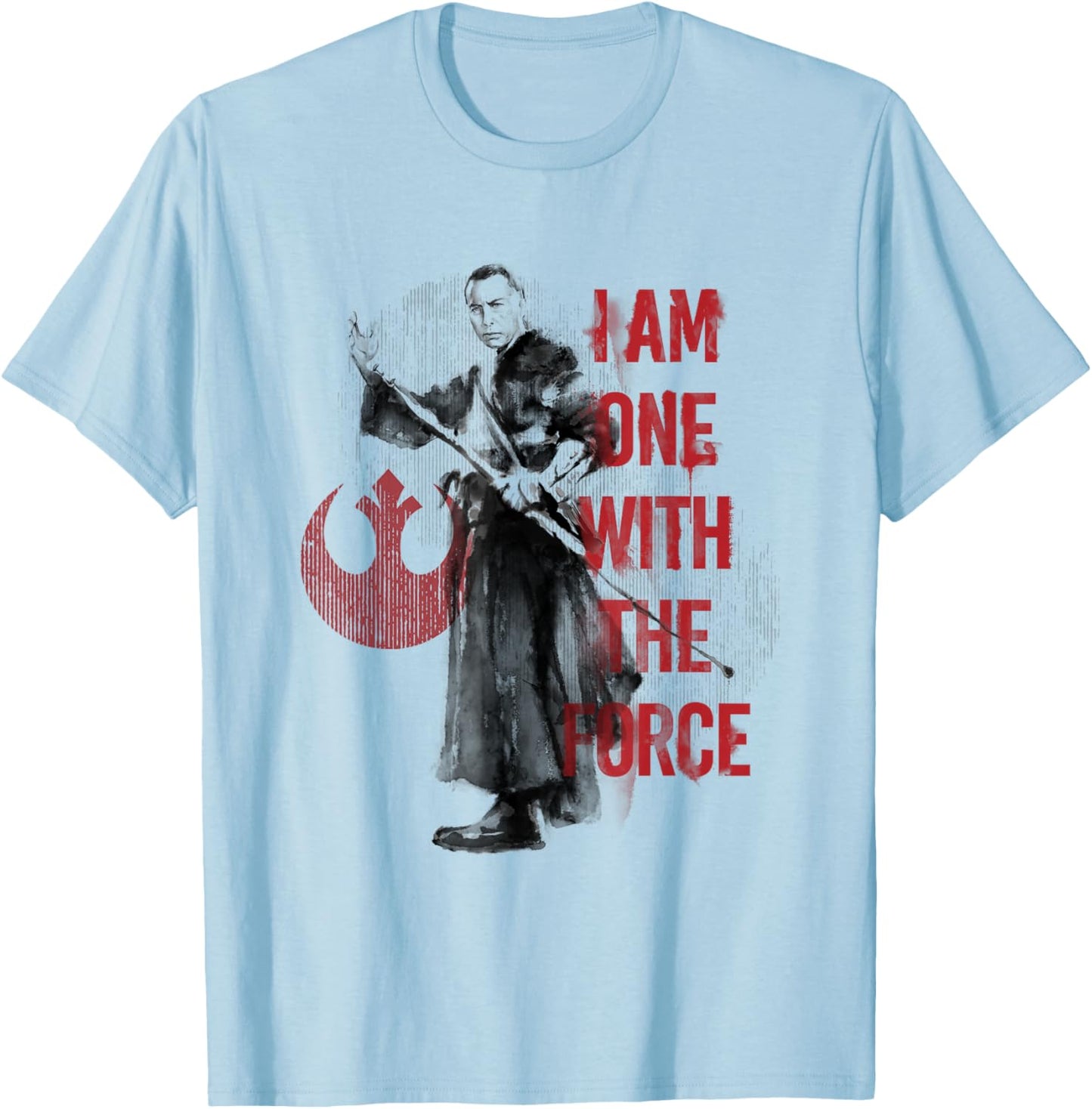 Star Wars Rogue One Am One With The Force Chirrut Retro Logo T-Shirt - T-Shirt | Light Blue