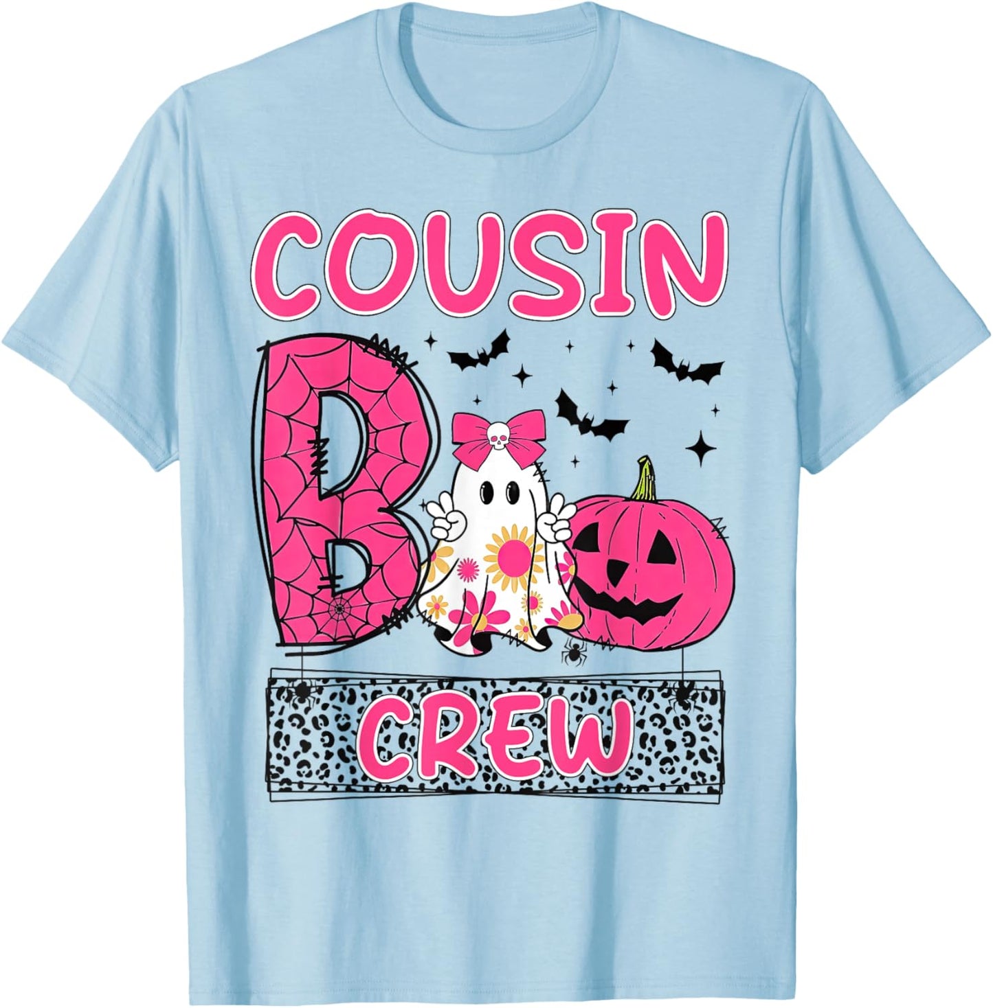 Cousin Boo Crew Girls Kids Matching Family Halloween T-Shirt - T-Shirt | Light Blue