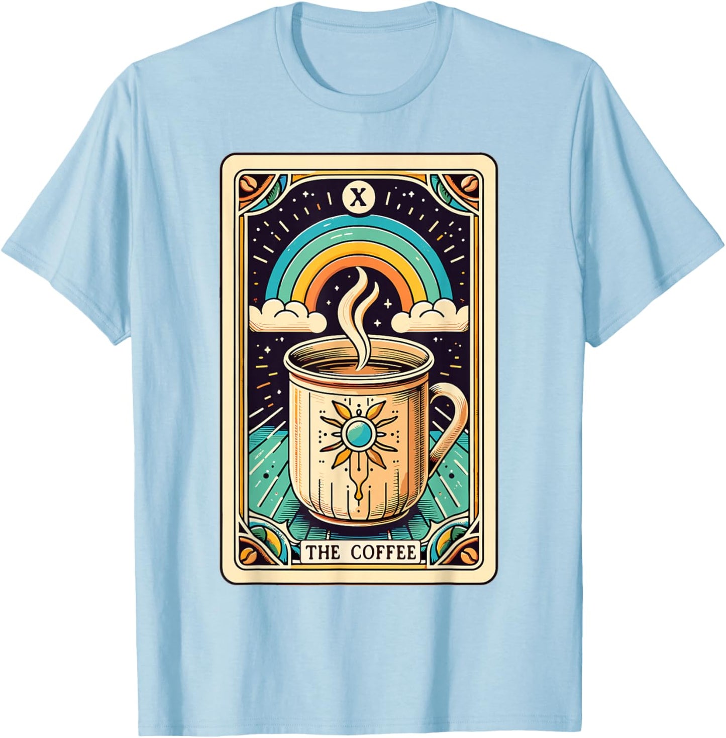 The Coffee Tarot Card Coffee Lover Funny Coffee T-Shirt - T-Shirt | Light Blue