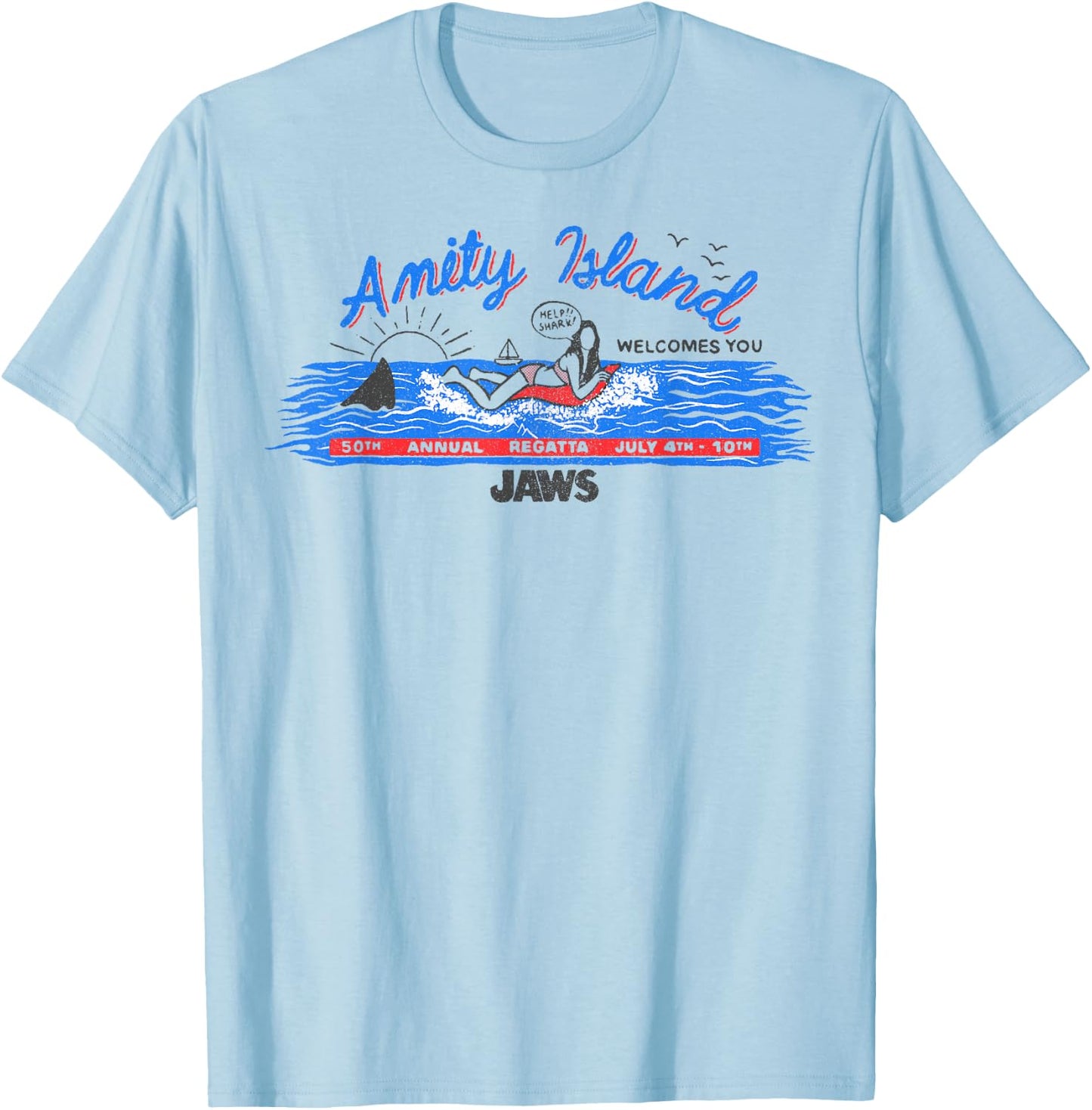 Jaws Amity Island Billboard T-Shirt - T-Shirt | Light Blue