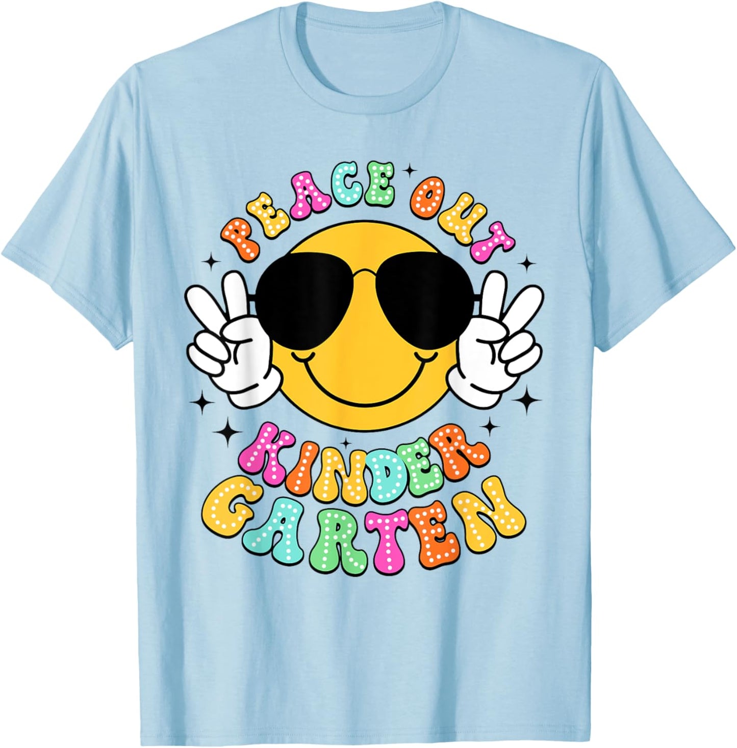 Peace Out Kindergarten Graduation Class Of 2024 Kid Boy Girl T-Shirt - T-Shirt | Light Blue