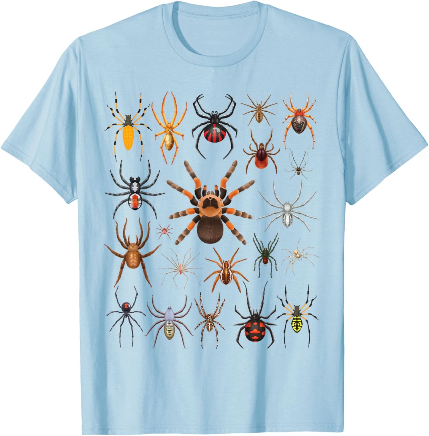 Types of Spiders Educational Entomology Boys Girls Kids T-Shirt - T-Shirt | Light Blue