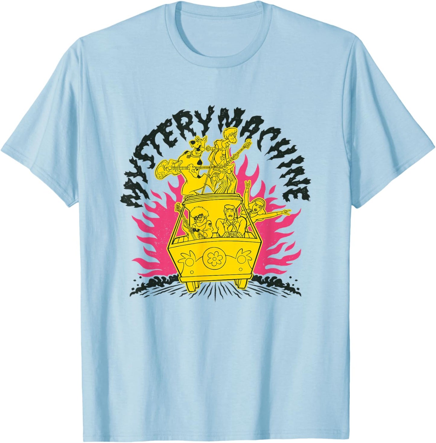 Scooby-Doo Mystery Machine Rock On! Retro T-Shirt - T-Shirt | Light Blue