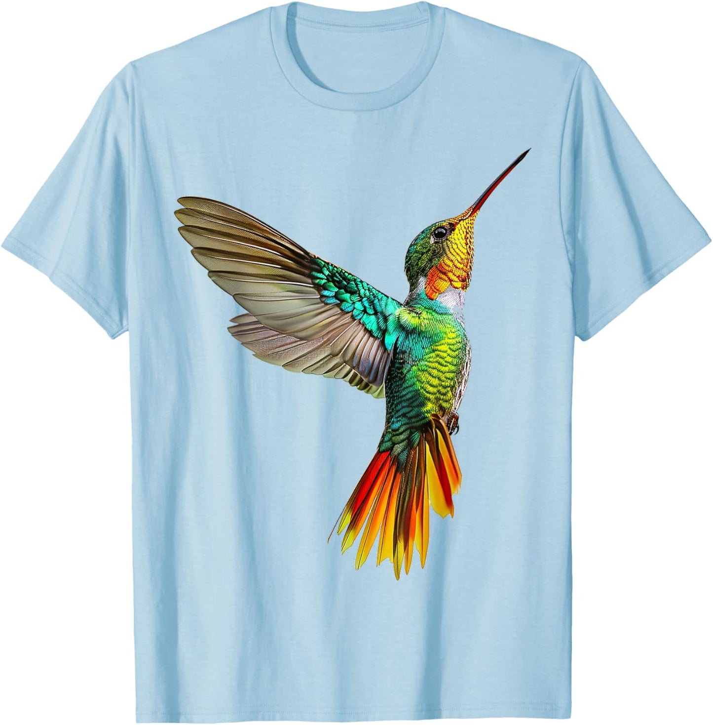 Hummingbird Anime Colorful Graphic Animal Art Bird T-Shirt - T-Shirt | Light Blue