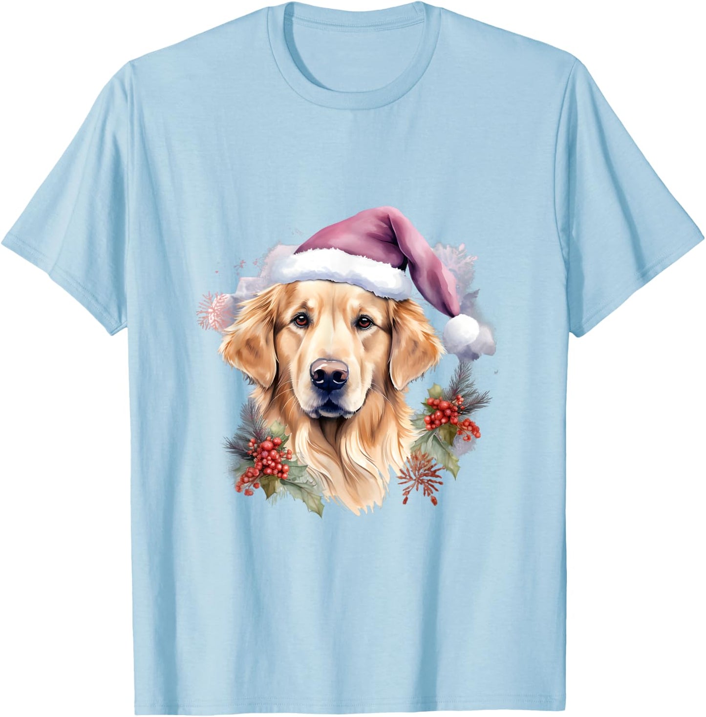 Golden Retriever Lavender Christmas Winter Dog T-Shirt - T-Shirt | Light Blue