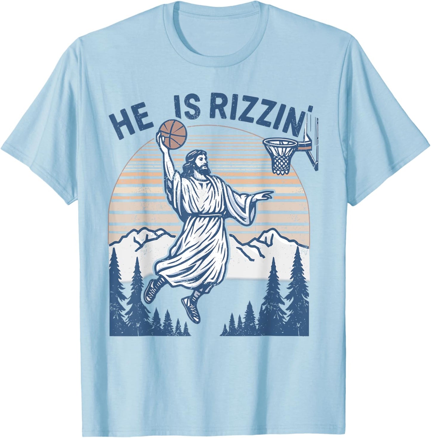 He is Risen Funny Easter Jesus Playing Basketball Women T-Shirt - T-Shirt | Light Blue
