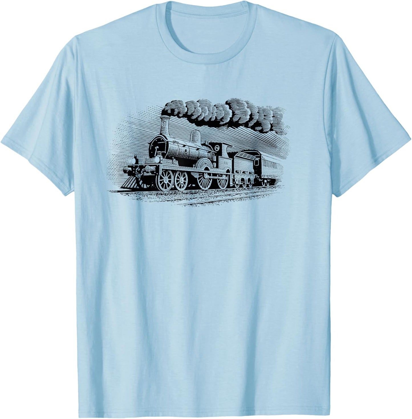 Vintage Steam Train Railway Locomotive T-Shirt - T-Shirt | Light Blue