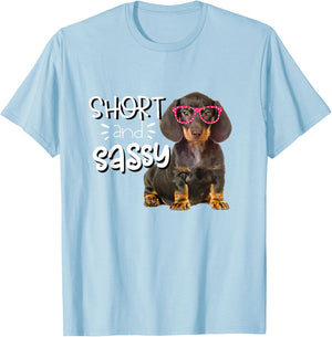 Dachshund Shirt for Girls Short and Sassy Doxie Puppy T-Shirt - T-Shirt | Light Blue