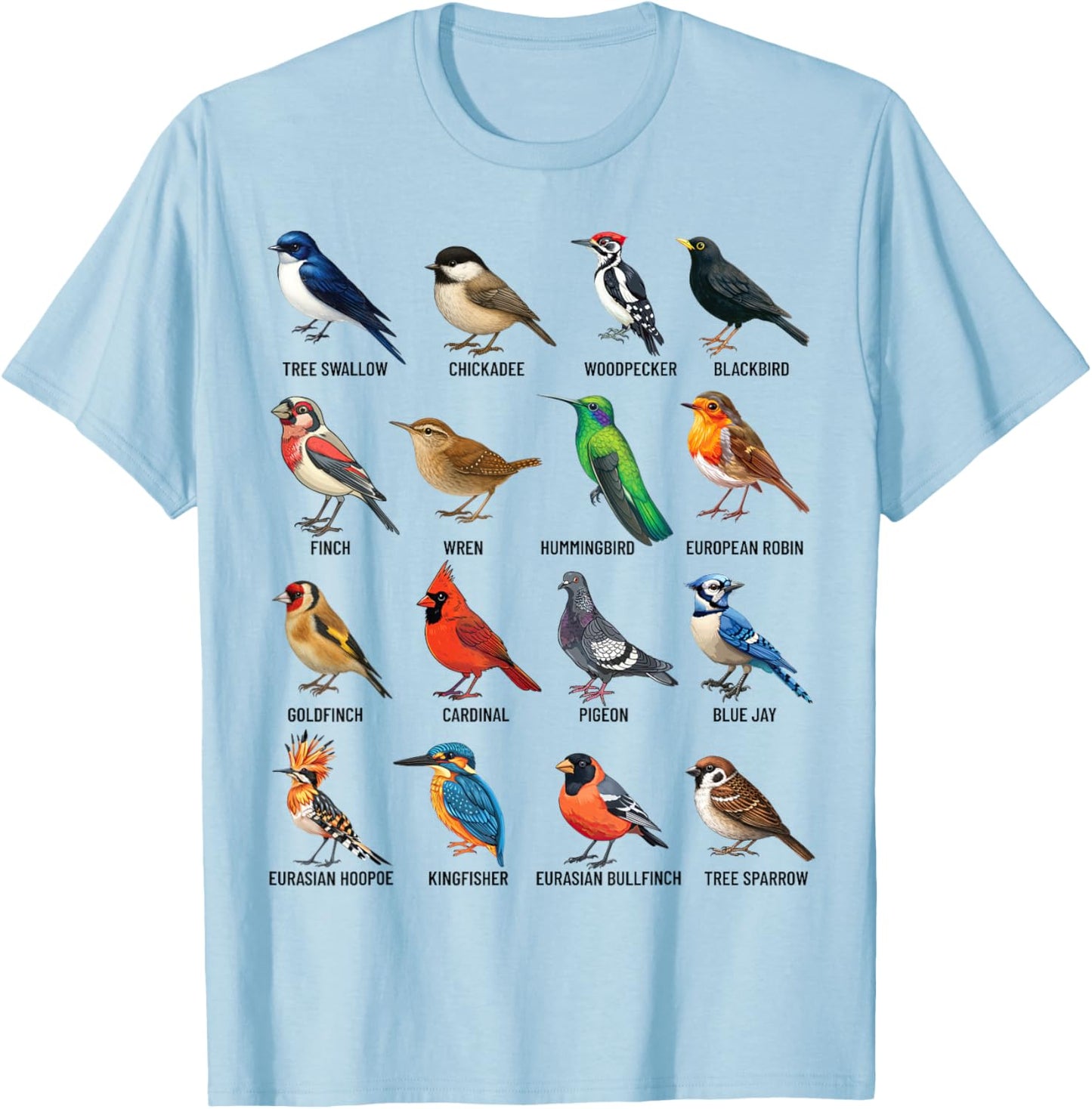 Garden Birds Ornithology Nature Educational Boys Girls Kids T-Shirt - T-Shirt | Light Blue