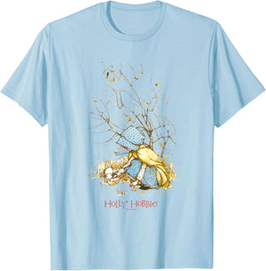 Holly Hobbie Vintage Christmas Kitten Sweet Winter Scene T-Shirt - T-Shirt | Light Blue