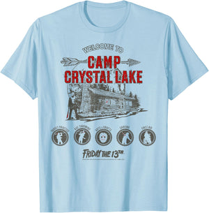 Friday The 13th Camp Crystal Lake Activities Small T-Shirt - T-Shirt | Light Blue