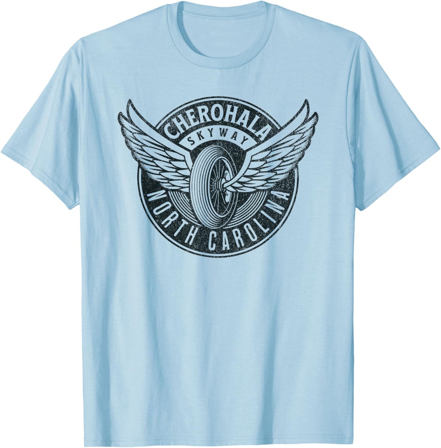 Cherohala Skyway North Carolina Motorcycle Biker Trail T-Shirt - T-Shirt | Light Blue