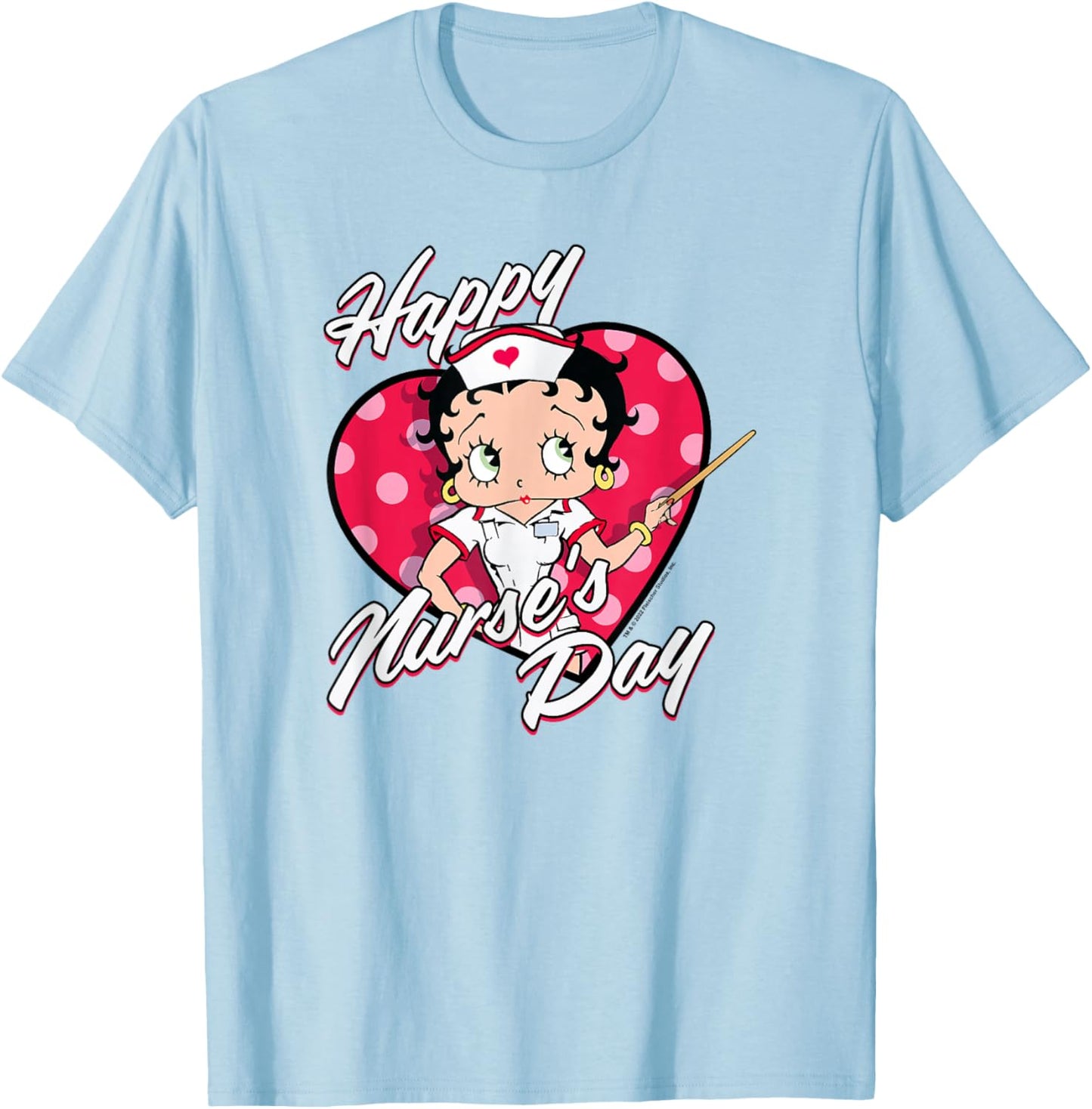 Betty Boop Happy Nurse's Day Heart Box Up T-Shirt - T-Shirt | Light Blue