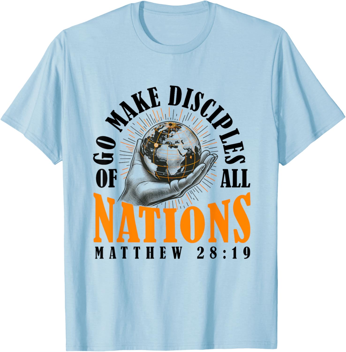 Go And Make Disciples of All Nations Retro Christian Bible T-Shirt - T-Shirt | Light Blue