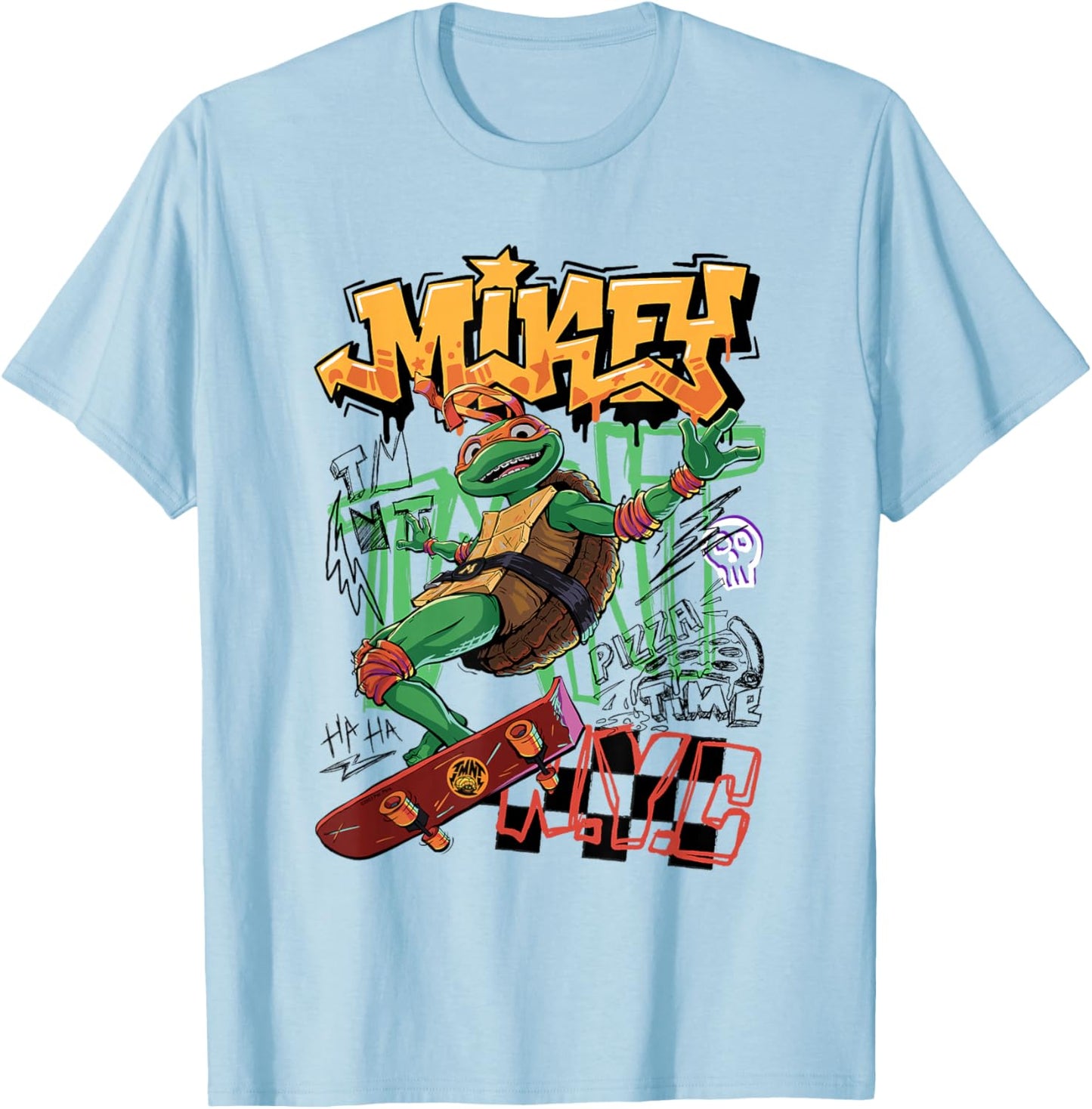 Teenage Mutant Ninja Turtles: Mutant Mayhem Skater Mikey T-Shirt - T-Shirt | Light Blue