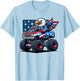 4th of July Shirts Boys Kids American Flag Truck Eagle USA T-Shirt - T-Shirt | Light Blue