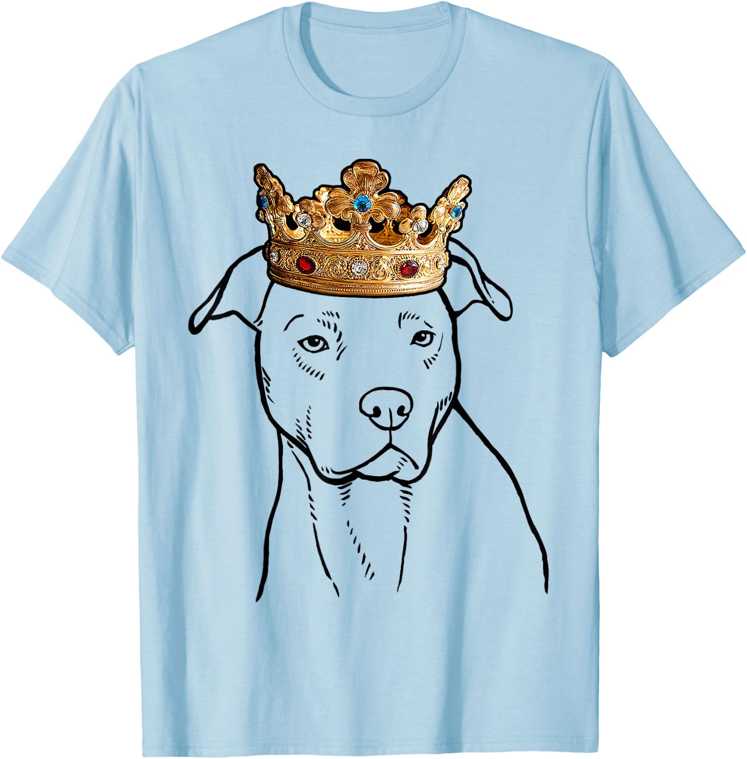American Pit Bull Terrier Dog Wearing Crown T-Shirt - T-Shirt | Light Blue