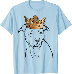 American Pit Bull Terrier Dog Wearing Crown T-Shirt - T-Shirt | Light Blue