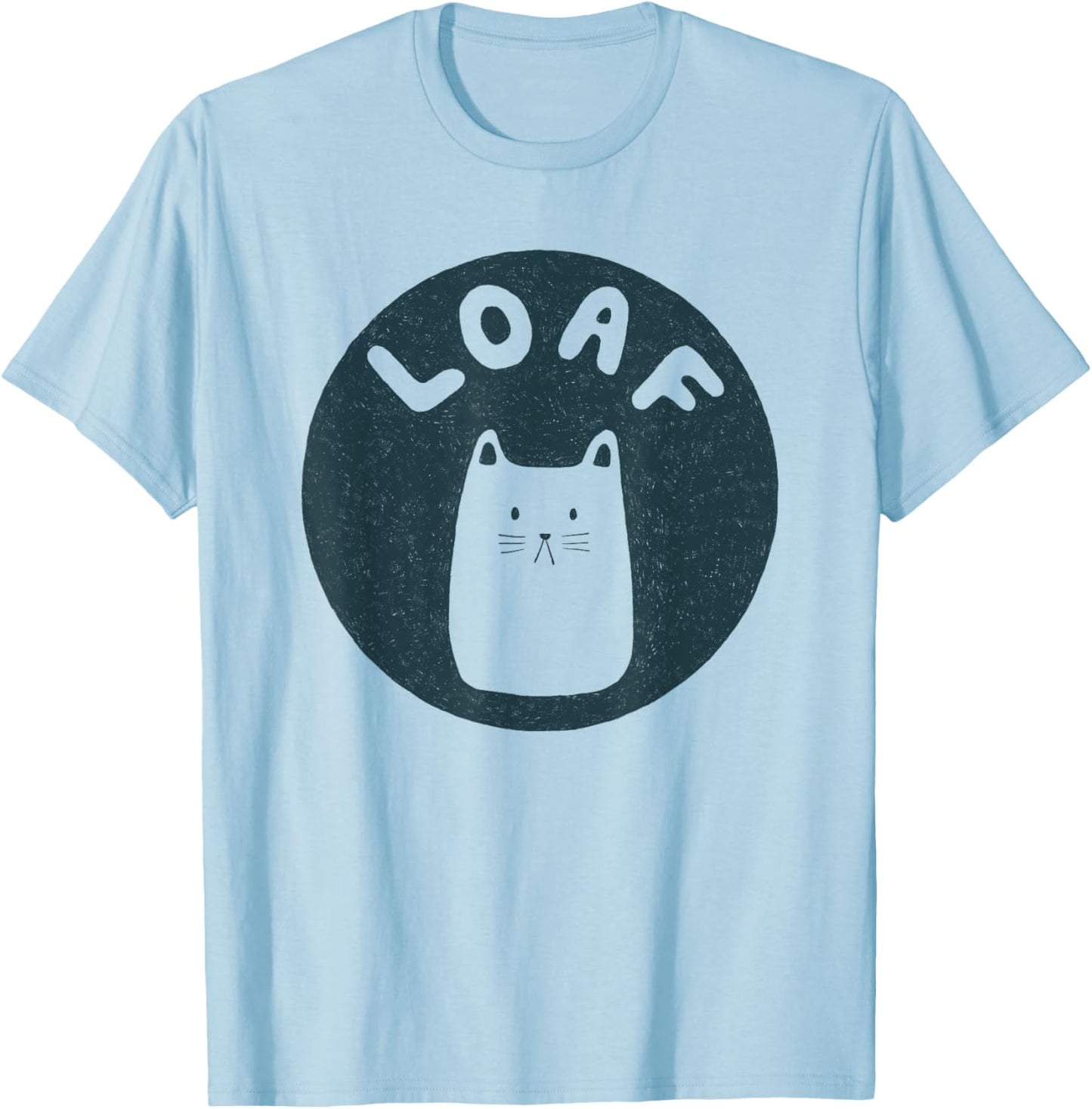 Cute Cat Loaf Illustrated T-Shirt - T-Shirt | Light Blue