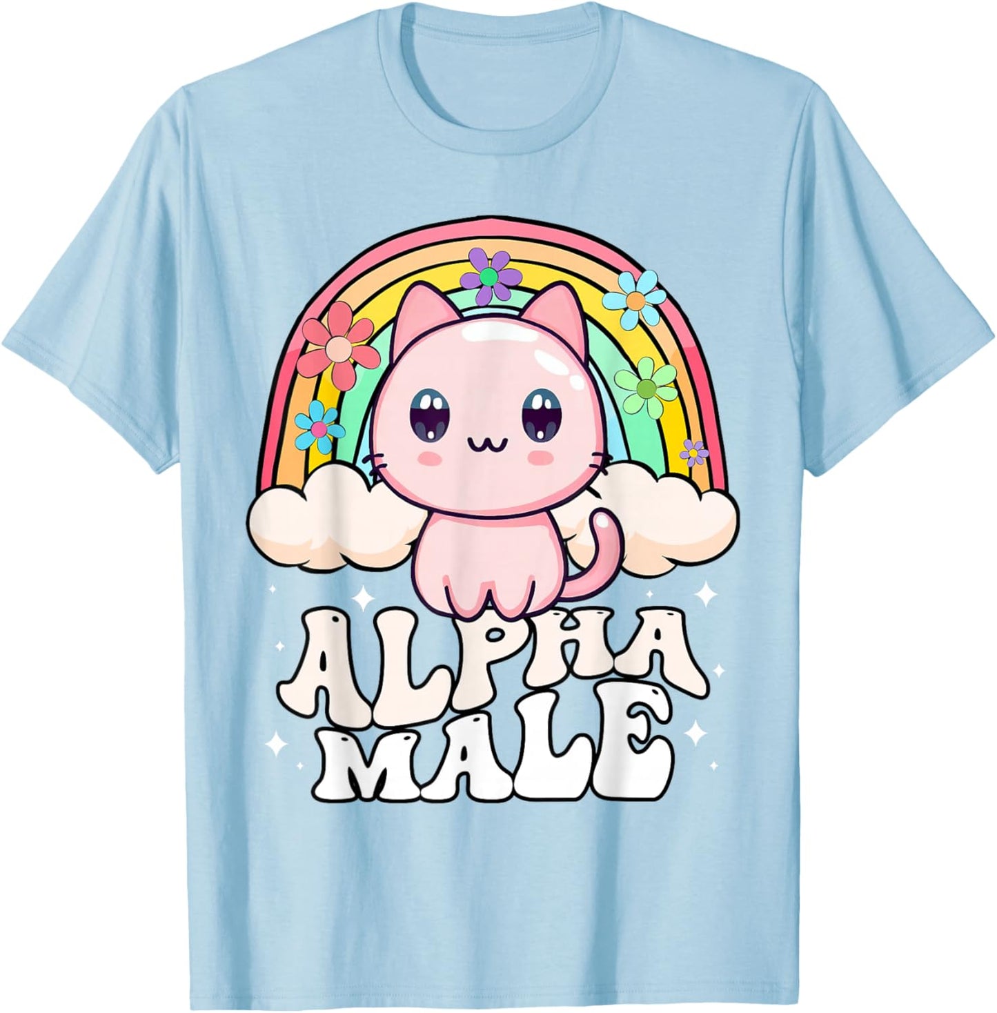 Alpha Male Cat Kitten Rainbow T-Shirt - T-Shirt | Light Blue