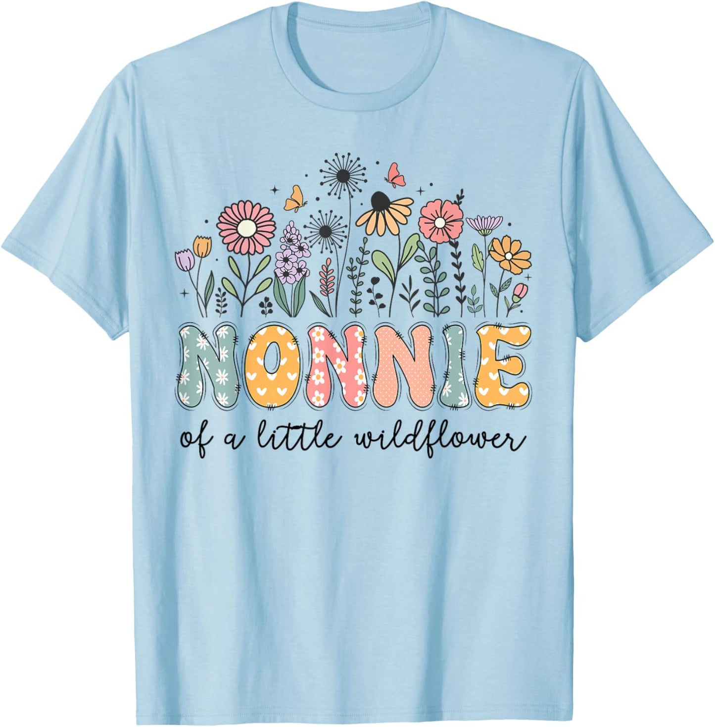 Nonnie Of The Little Wildflower Baby Birthday Party T-Shirt - T-Shirt | Light Blue