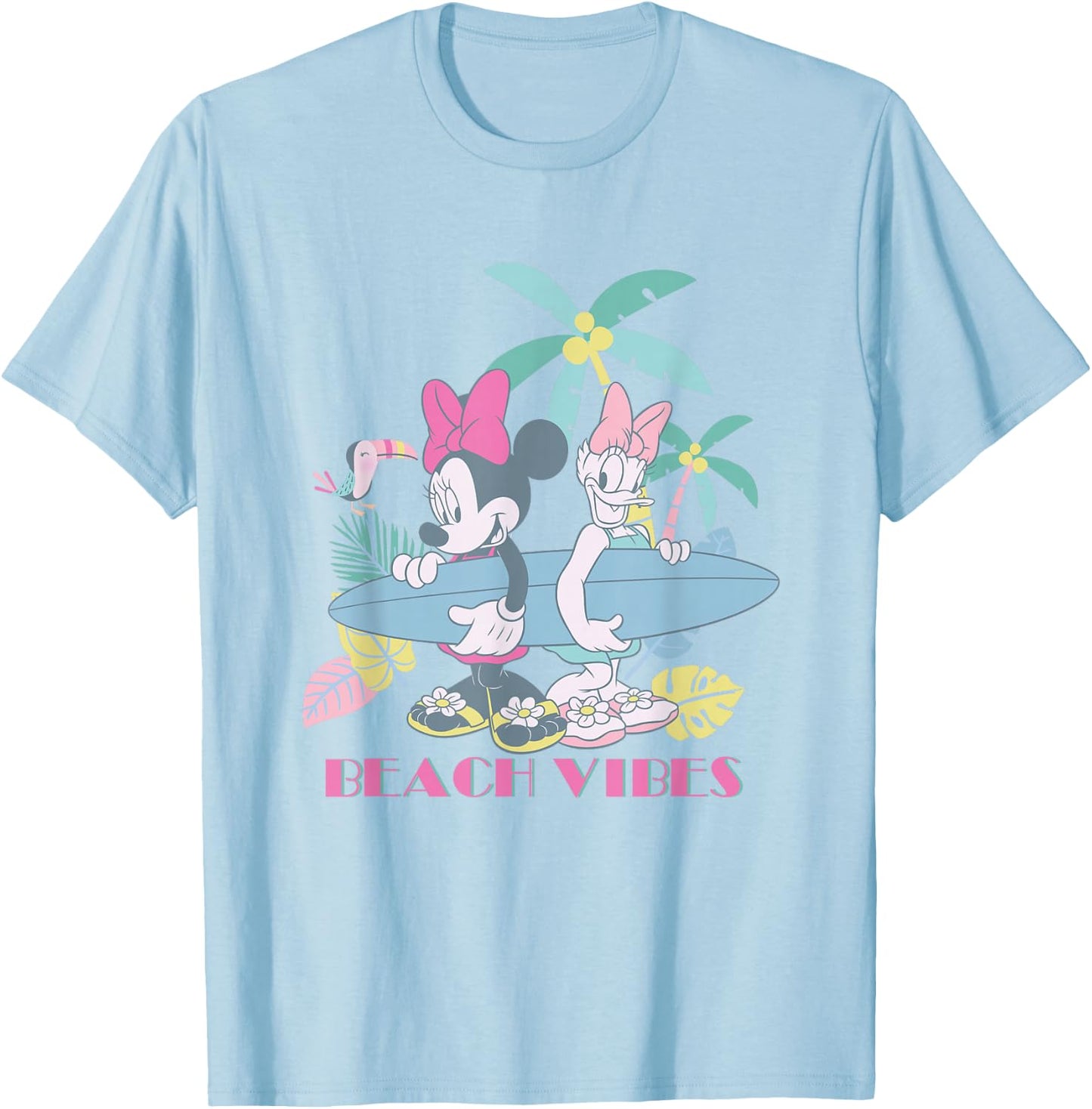Disney Mickey and Friends Beach Vibes Minnie Daisy Big Logo T-Shirt - T-Shirt | Light Blue