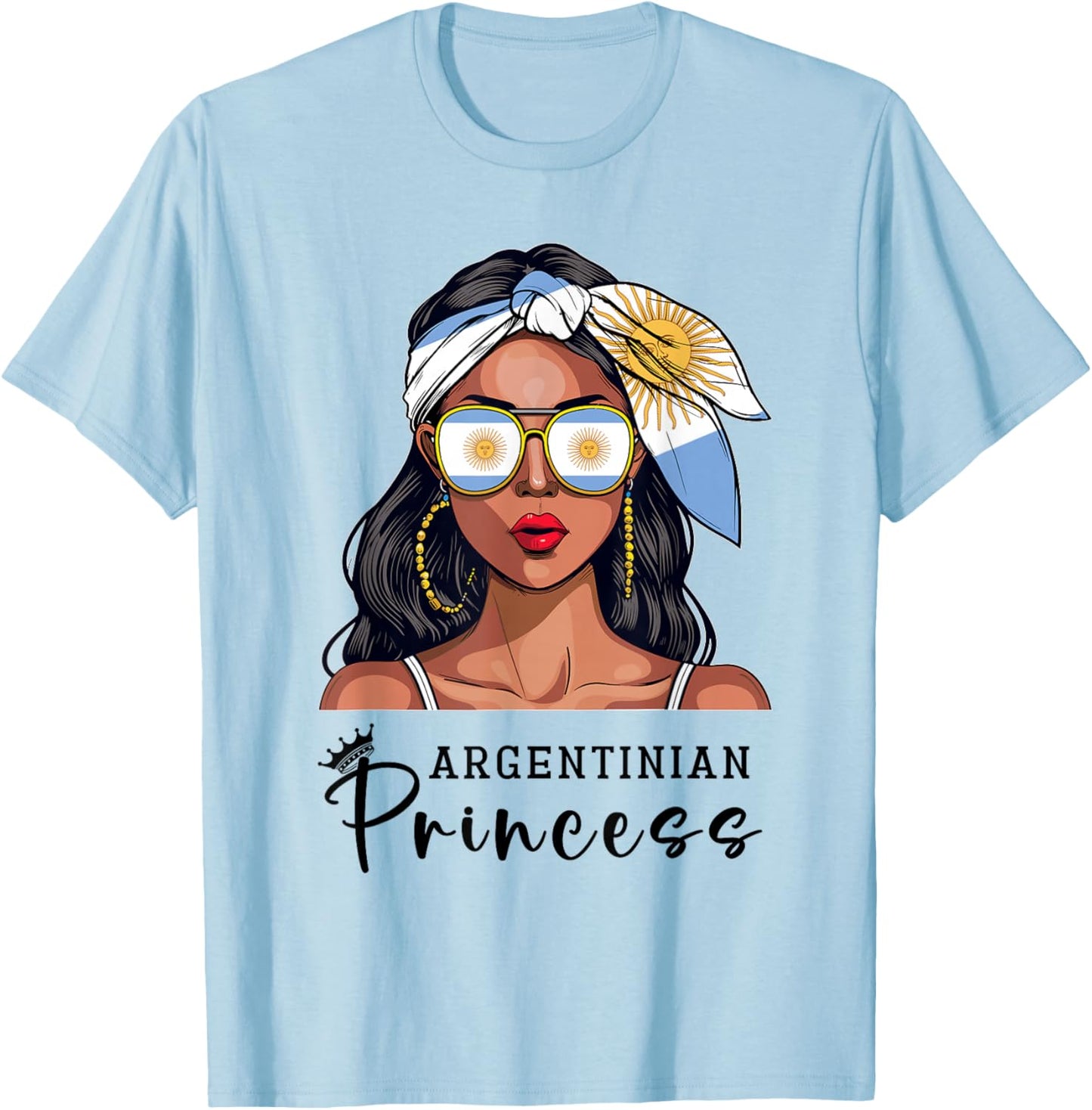 Argentinian Souvenirs Products Woman Flag Princess Argentina T-Shirt - T-Shirt | Light Blue