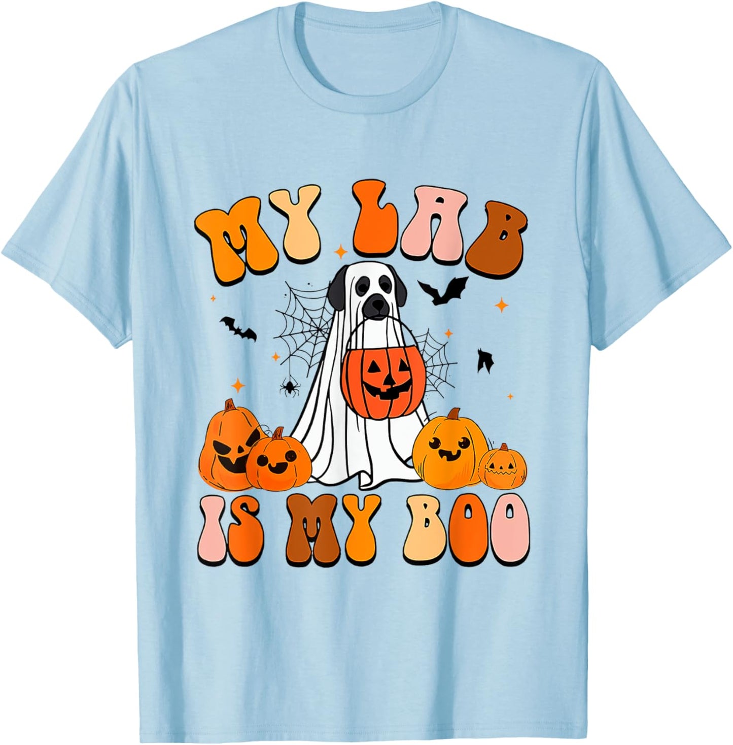 My Lab Is My Boo Dog Ghost Dog Halloween Retro Labrador Mama T-Shirt - T-Shirt | Light Blue