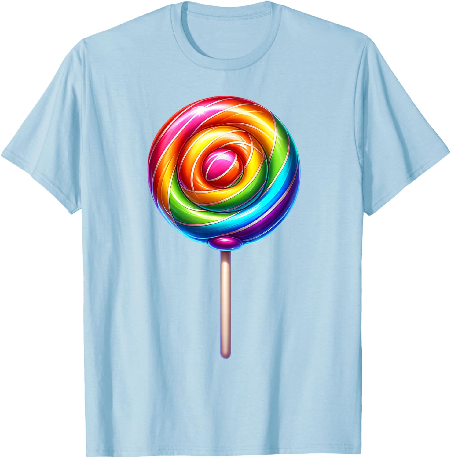 Rainbow Lolipop Candy T-Shirt - T-Shirt | Light Blue