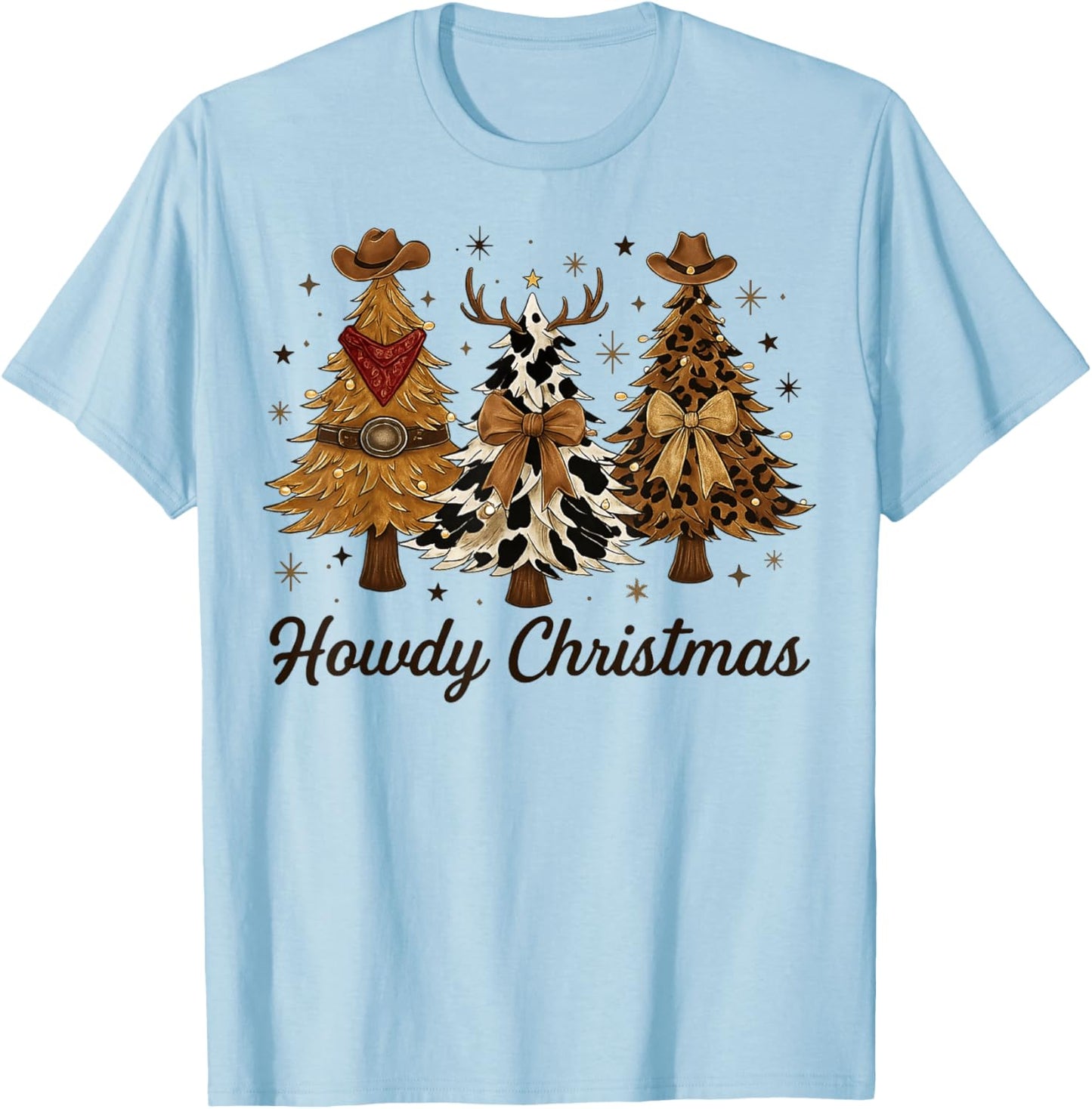 Howdy Christmas Tree Cowboy Hat Funny Western Country Xmas T-Shirt - T-Shirt | Light Blue