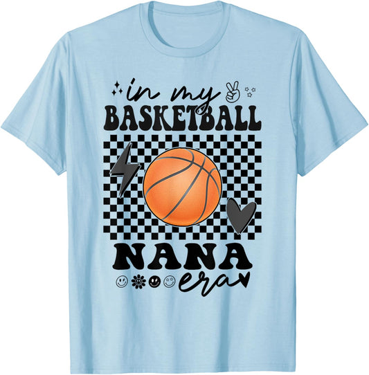 Groovy In My Basketball Nana Era Matching Family T-Shirt - T-Shirt | Light Blue