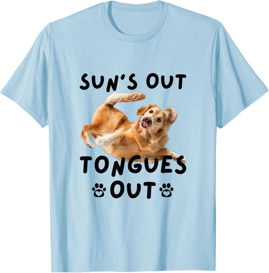 Sun's Out Tongue's Out Funny Dogs and Pet Owners T-Shirt - T-Shirt | Light Blue