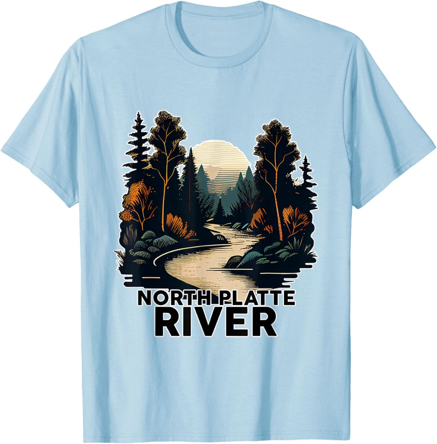 North Platte River Retro River North Platte T-Shirt - T-Shirt | Light Blue