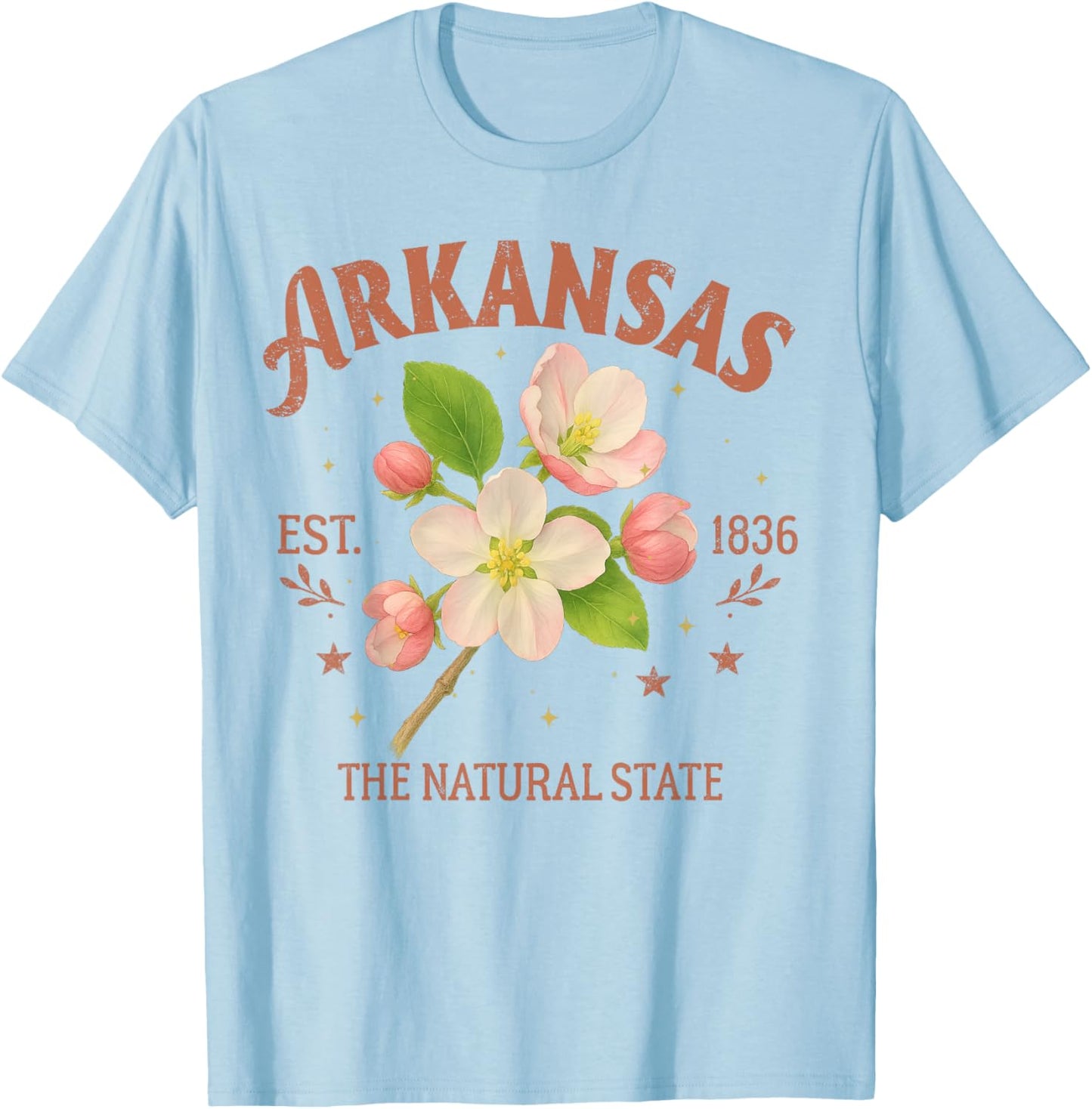 Arkansas Traveling The Natural State Souvenir Apple Blossom T-Shirt - T-Shirt | Light Blue