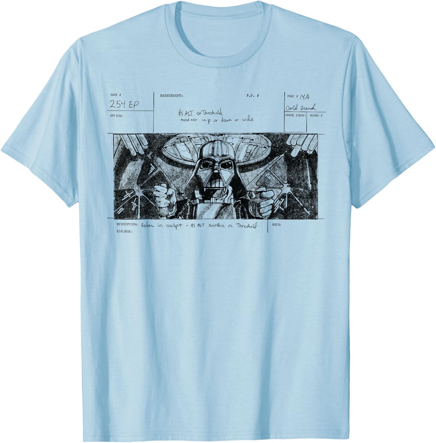 Star Wars A New Hope Darth Vader Storyboard Concept Art T-Shirt - T-Shirt | Light Blue