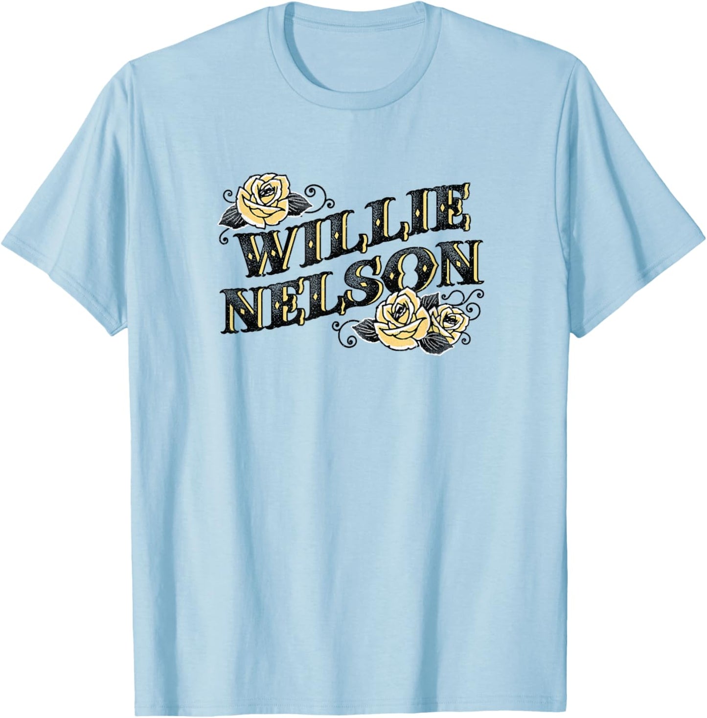 Official Willie Nelson Yellow Rose T-Shirt - T-Shirt | Light Blue