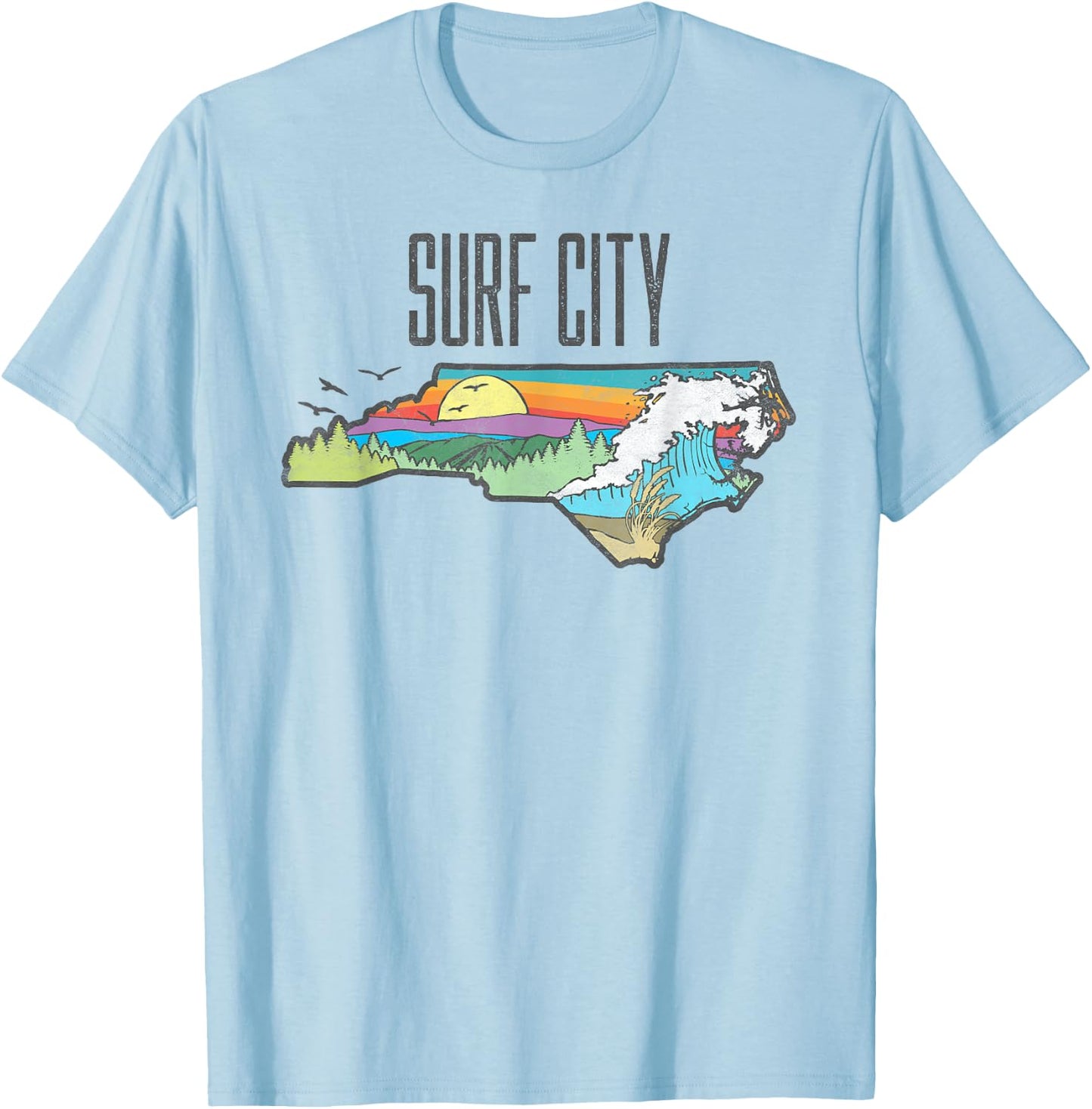 Surf City State of North Carolina Outdoors Graphic T-Shirt - T-Shirt | Light Blue
