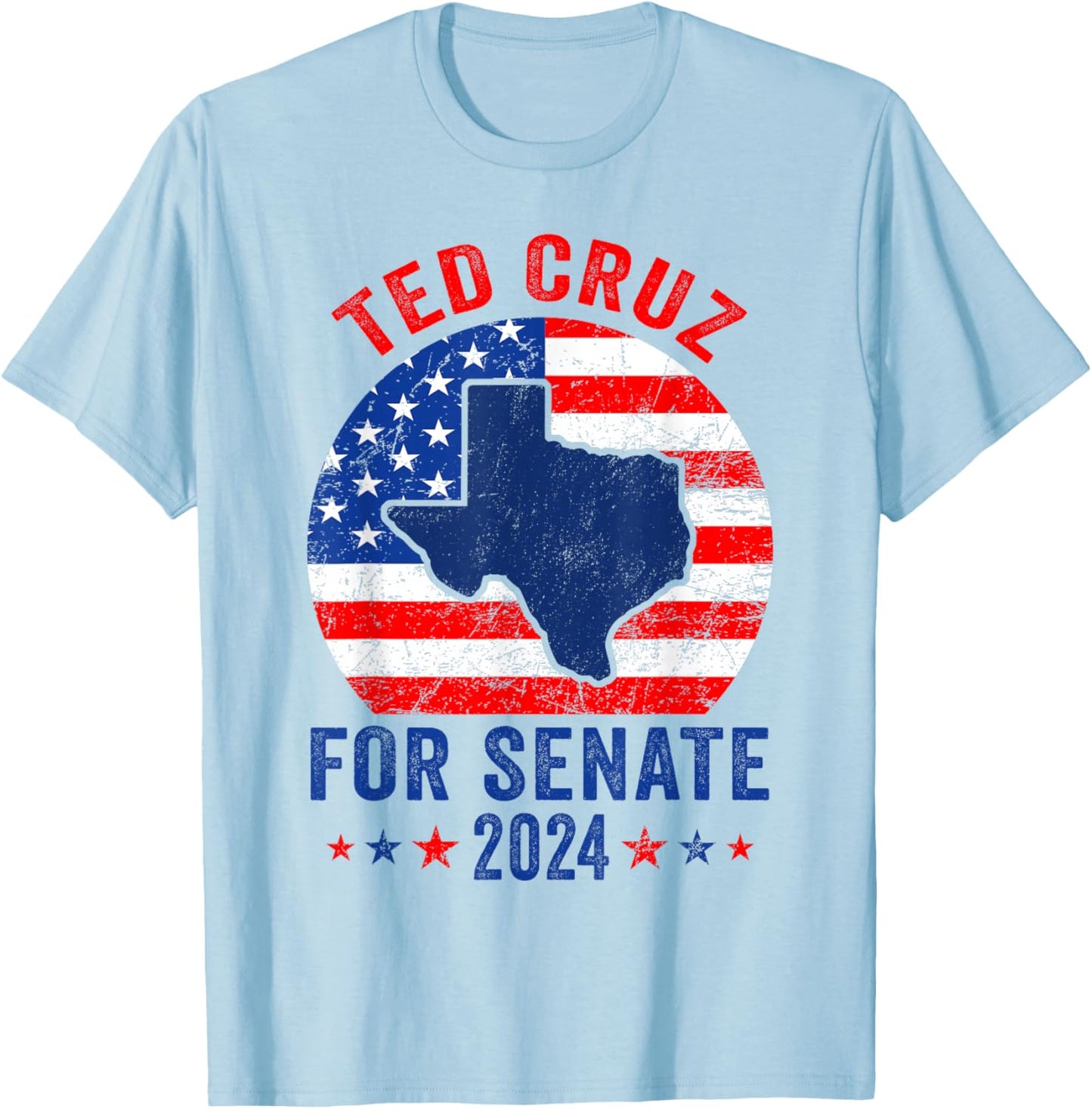 Ted Cruz 2024 For Senate Election Texas Republican Vintage T-Shirt - T-Shirt | Light Blue