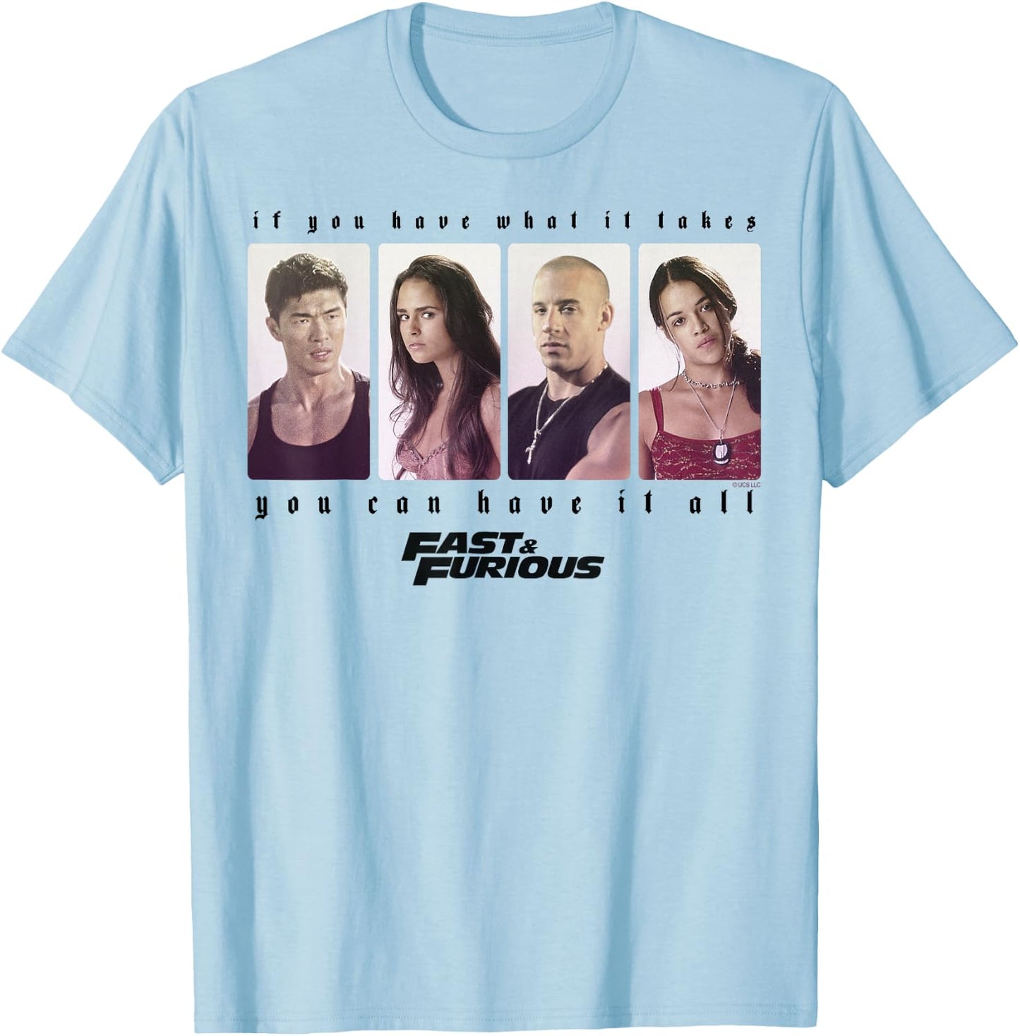 Fast & Furious You Can Have It All Group Shot Panels T-Shirt - T-Shirt | Light Blue