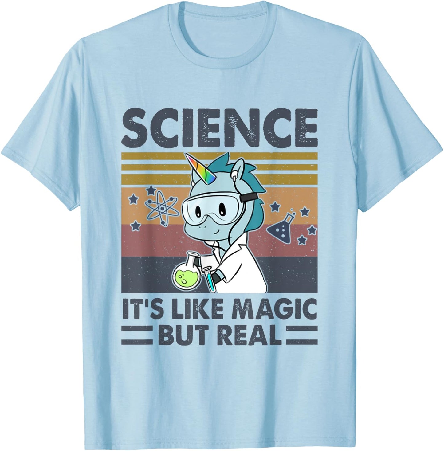 Unicorn Science It's Like Magic But Real Funny Unicorn Lover T-Shirt - T-Shirt | Light Blue