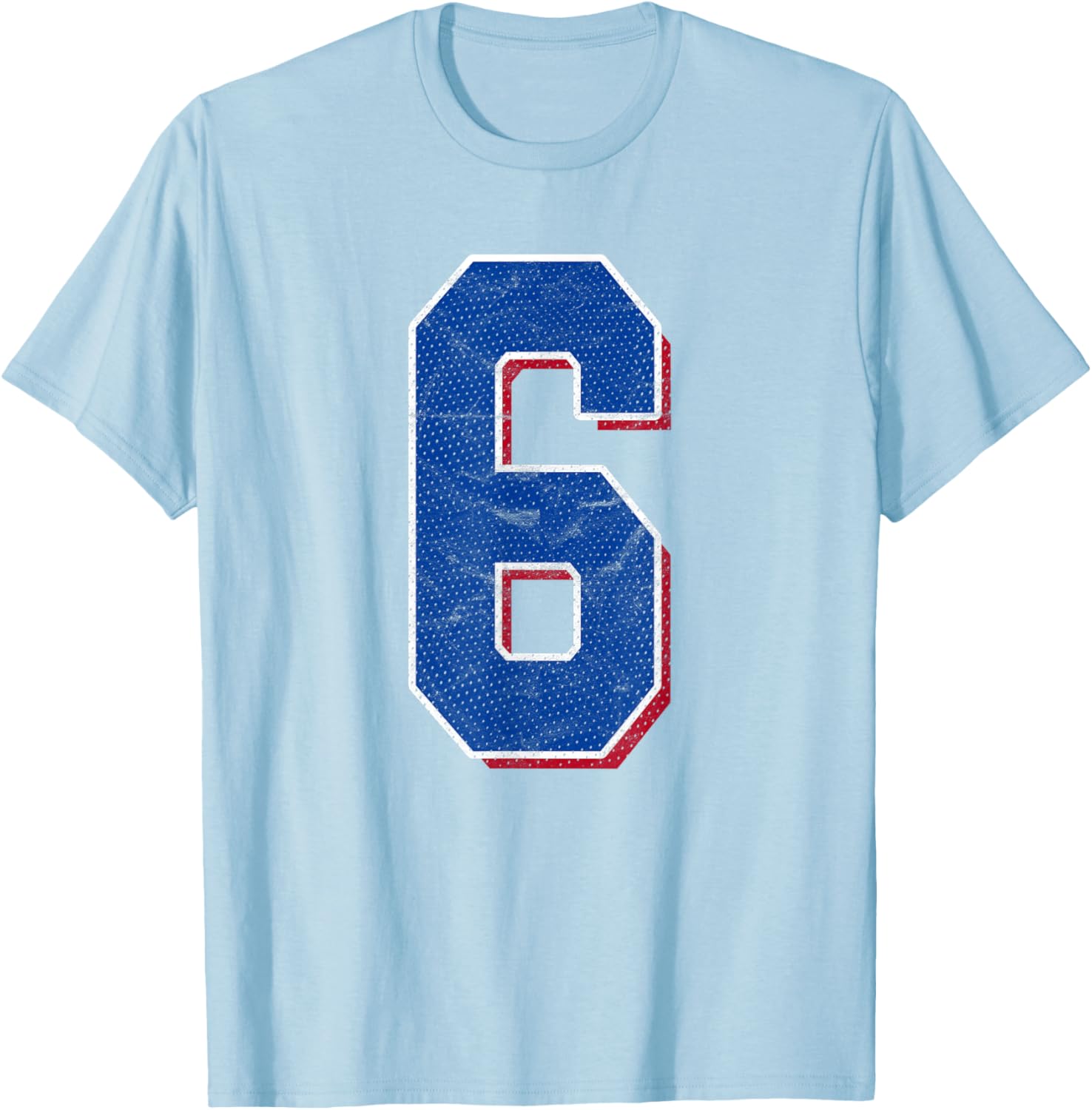 Number 6 Numbered Uniform Sports Team Jersey 6th Birthday T-Shirt - T-Shirt | Light Blue
