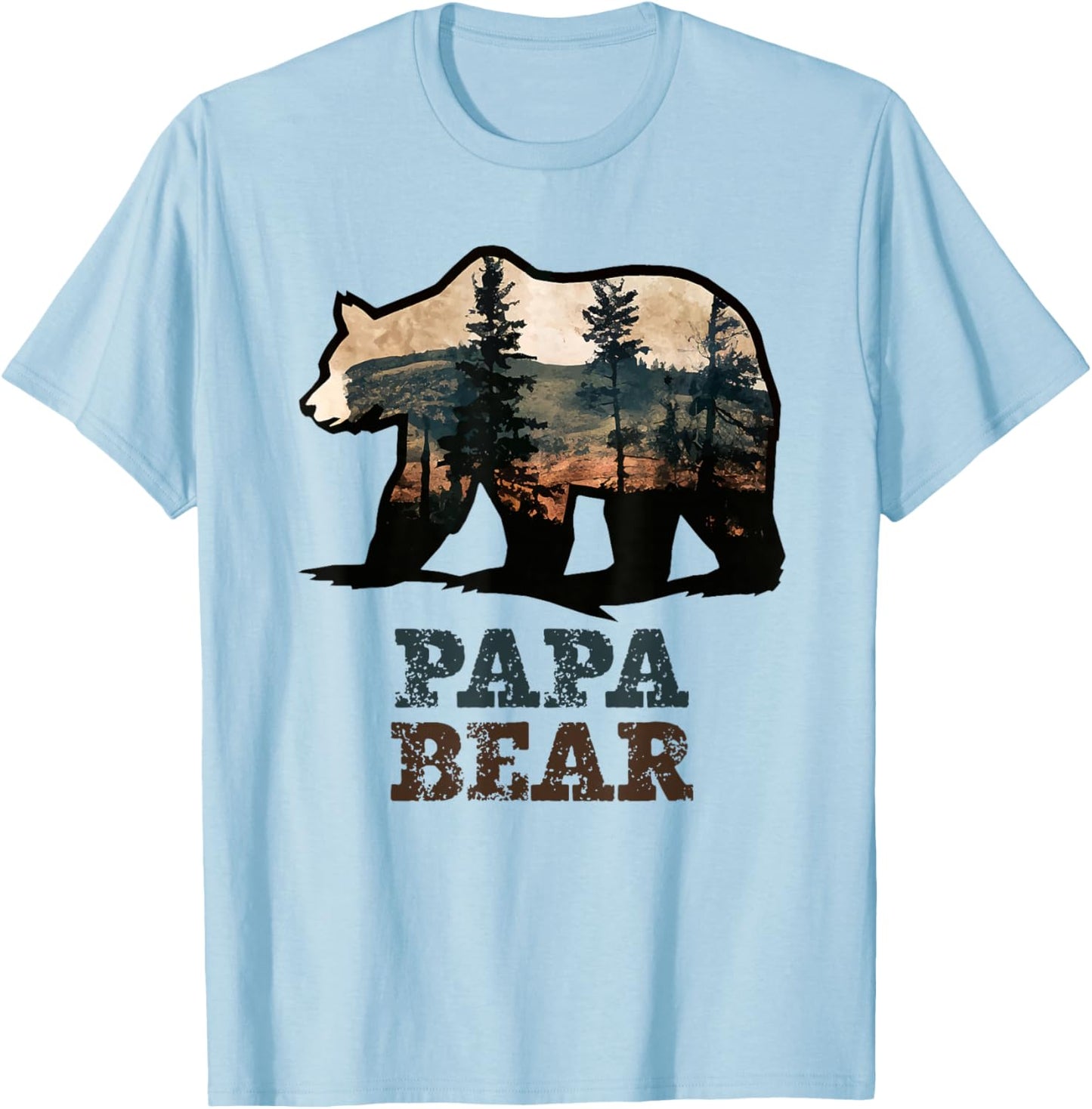 Papa Bear Vintage Retro Funny T-Shirt - T-Shirt | Light Blue
