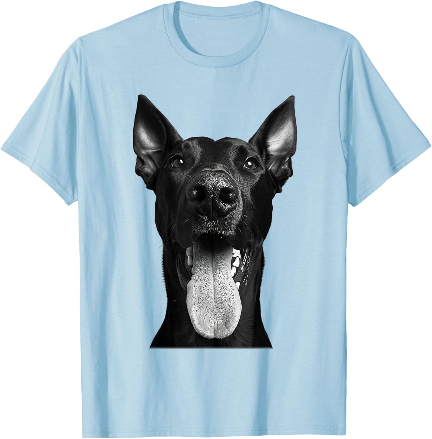 Cool Doberman Sticking Tongue Out Playful Defiance T-Shirt - T-Shirt | Light Blue
