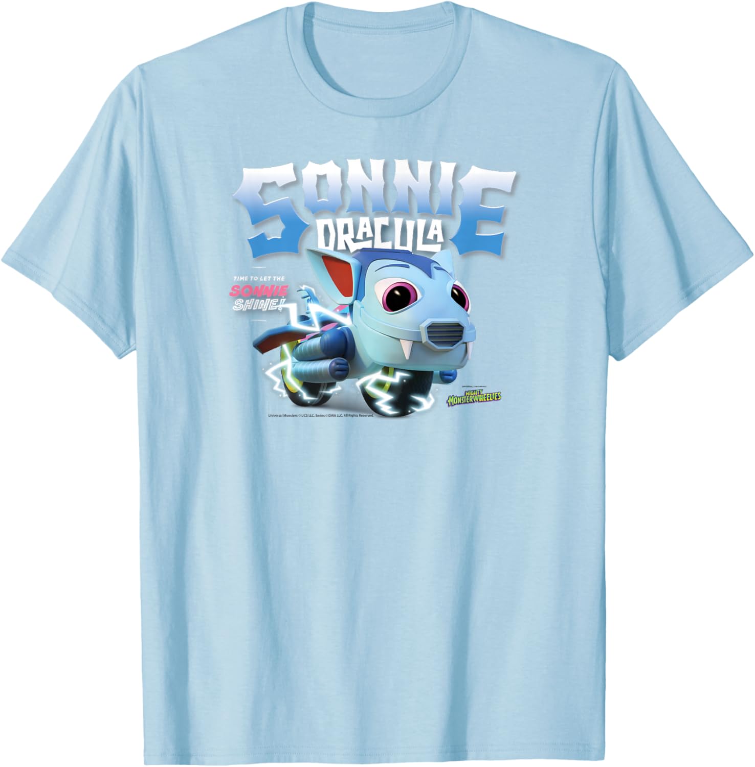 DreamWorks Mighty MonsterWheelies Sonnie Dracula T-Shirt - T-Shirt | Light Blue