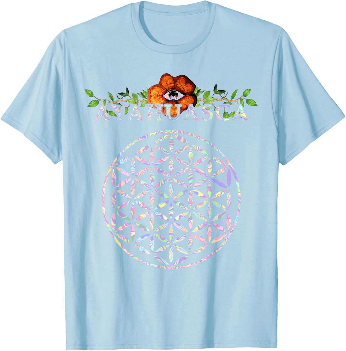 Ayahuasca Mandala Sacred Geometry Flower of Life DMT Shirt T-Shirt - T-Shirt | Light Blue