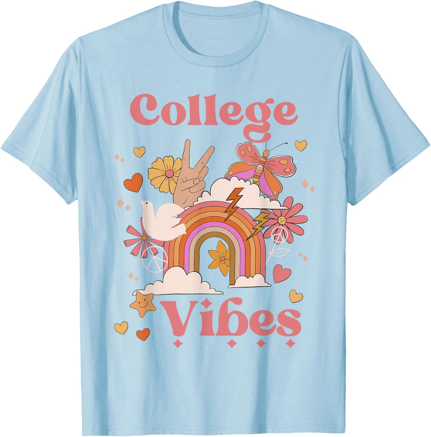 College Vibes Retro University Back To School First Day T-Shirt - T-Shirt | Light Blue
