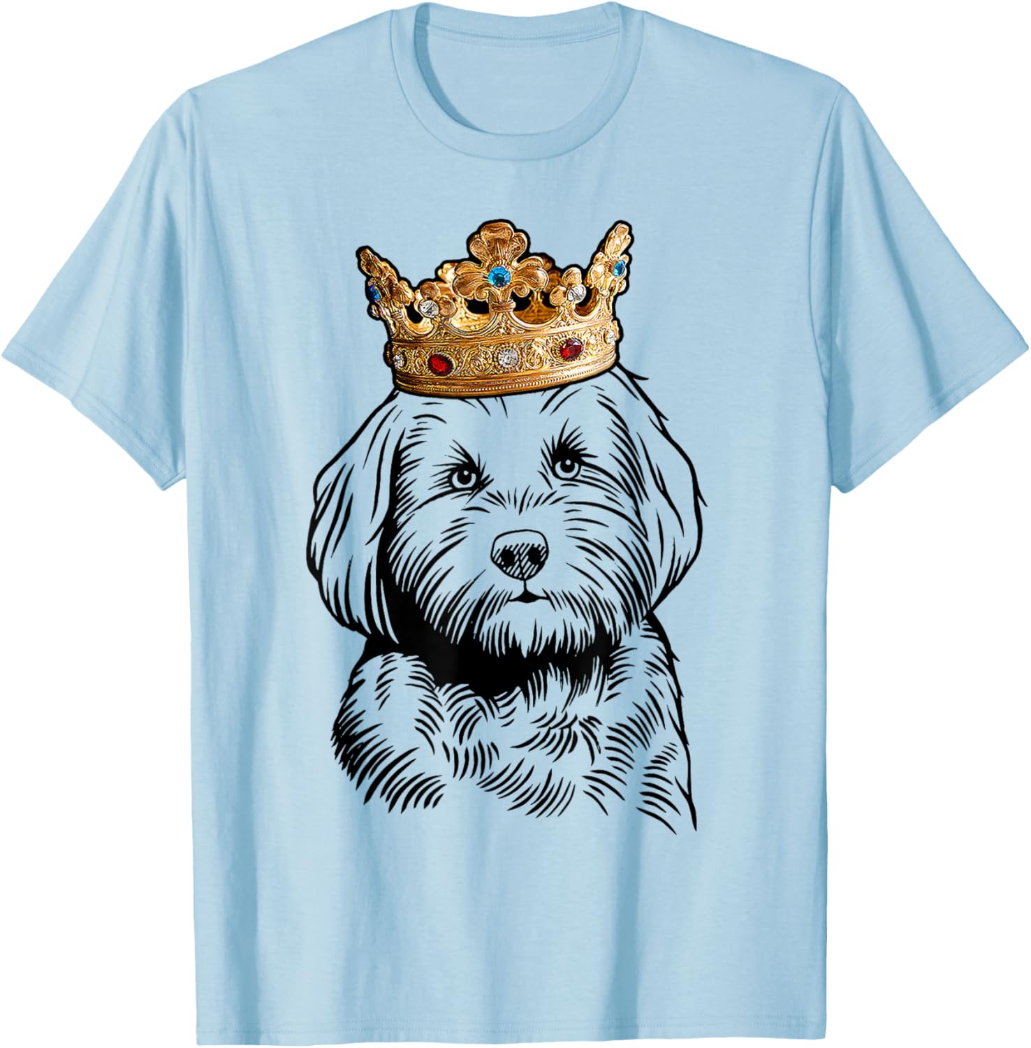 Cavapoo Dog Wearing a Crown T-Shirt - T-Shirt | Light Blue