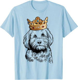 Cavapoo Dog Wearing a Crown T-Shirt - T-Shirt | Light Blue